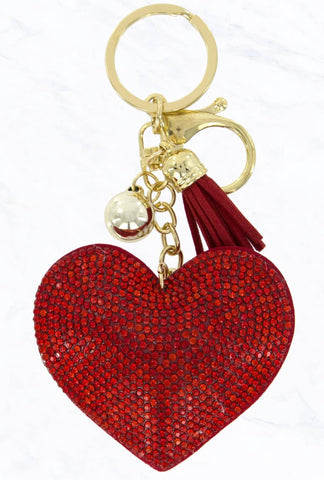Glittering Red Heart Keychain