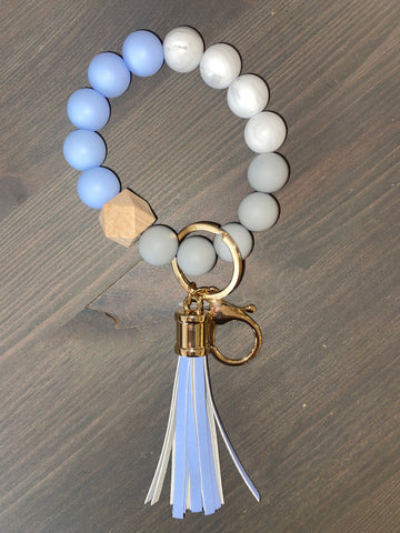 Beaded Silicone Keyring in Blue