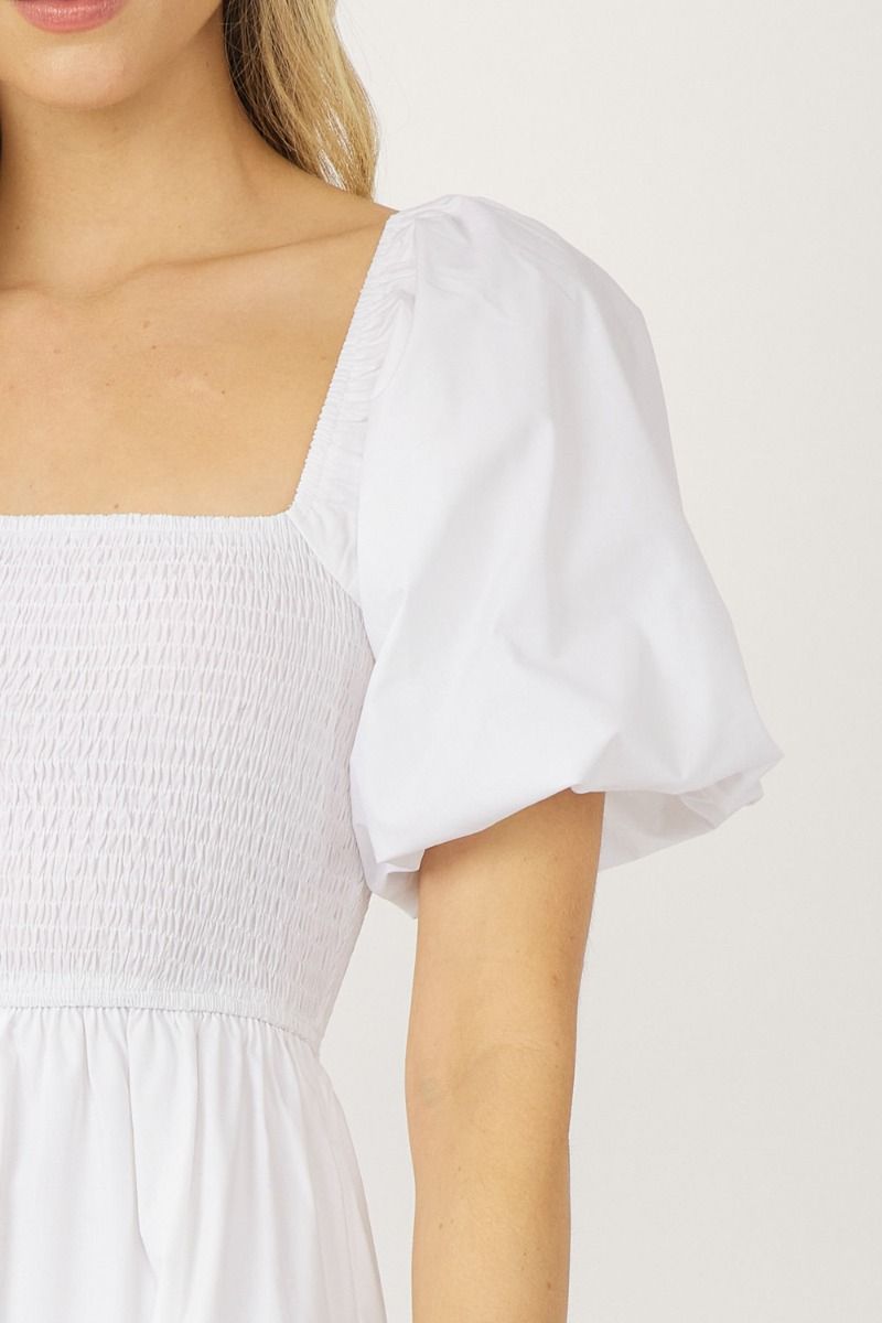 Emma White Smocked Dress