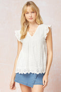 Off White Eyelet Top