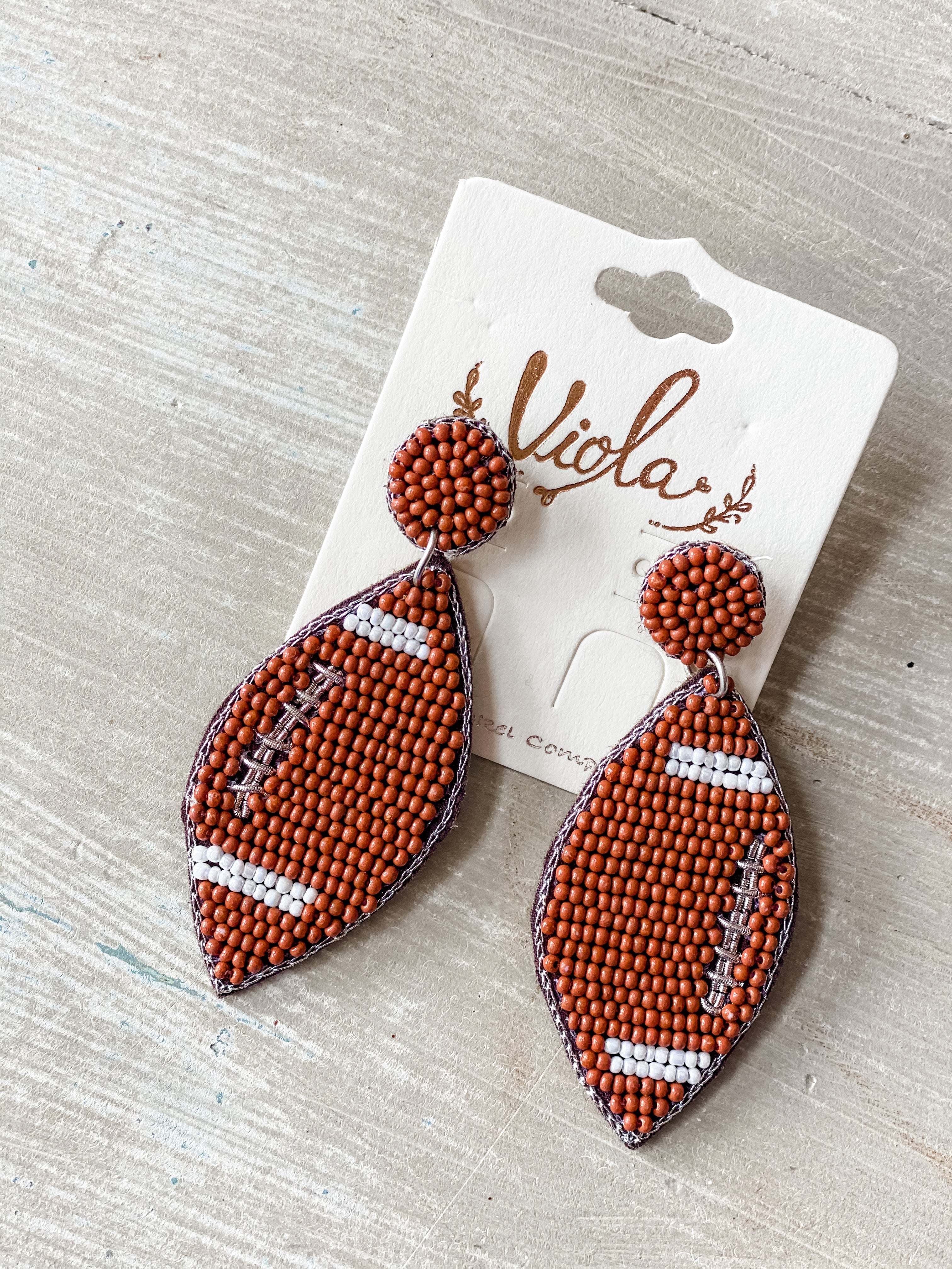 Beaded Football Earrings