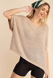 Knit Cropped Dolman Sweater in Taupe