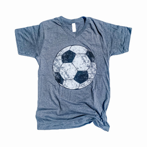 Distressed Soccer V Neck T-Shirt