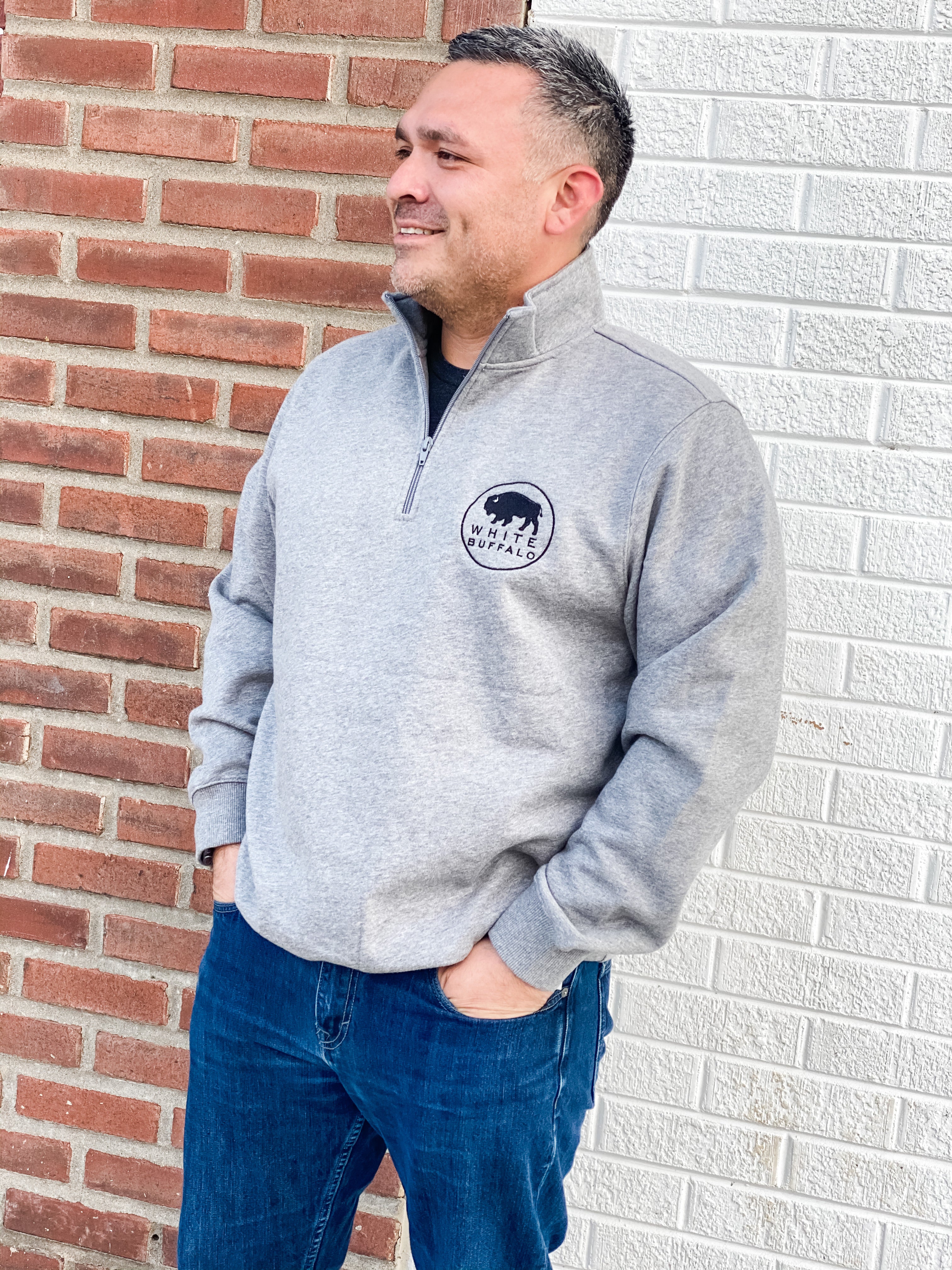 White Buffalo Quarter Zip Sweatshirt