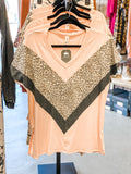 V-Neck Color Block Knit Top