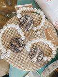 Hammered Pearl Baseball Bracelets