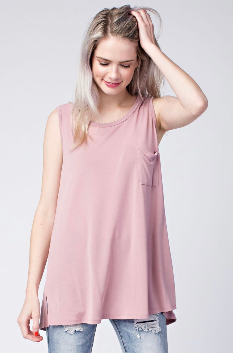 Blush Pocket Knit Tank Top