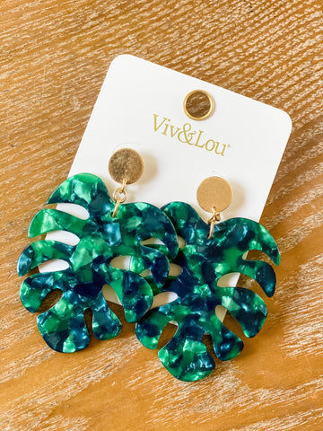 Viv & Lou Acrylic Palm Leaf Earrings