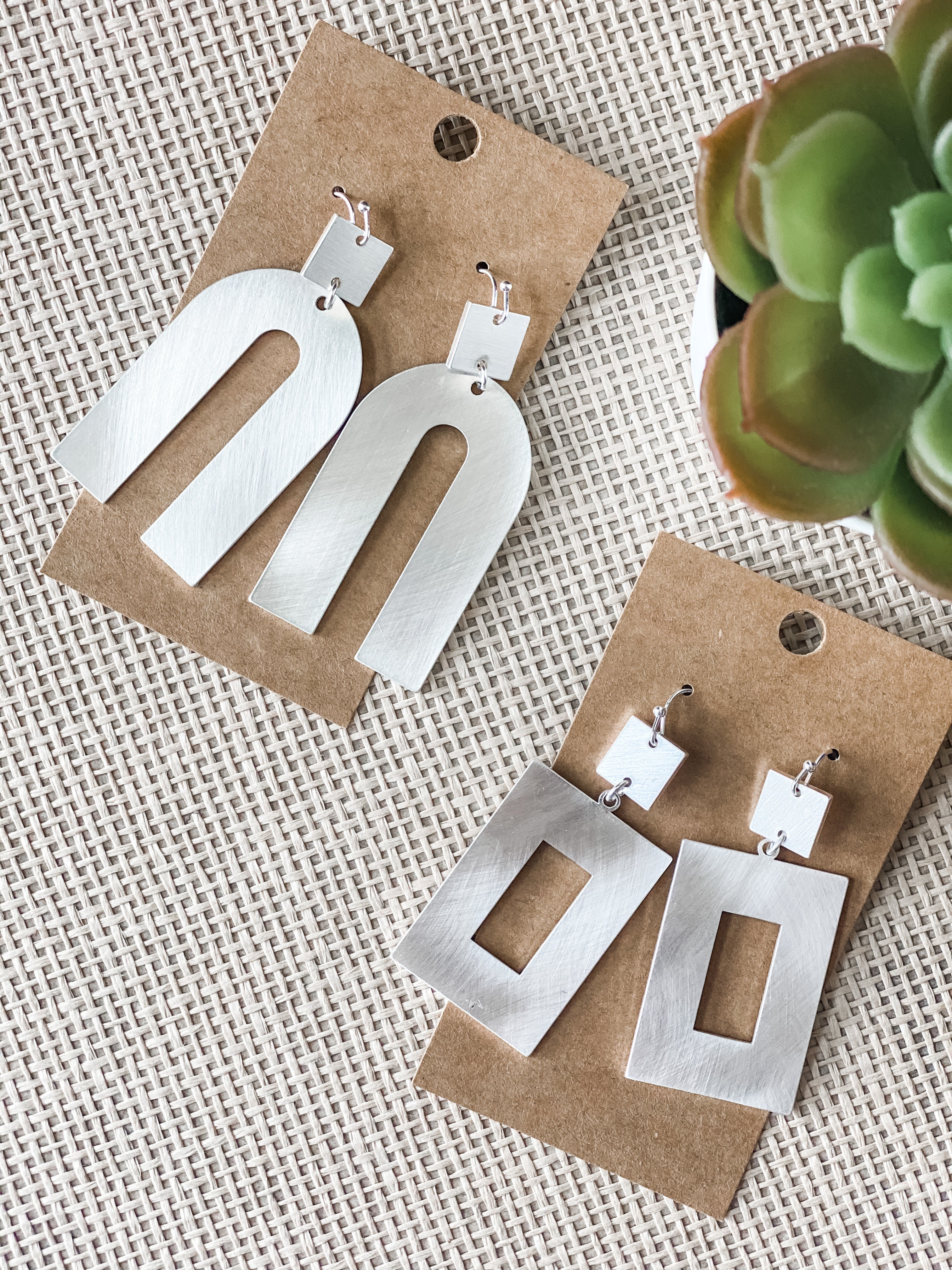 Brushed Metal Geometric Earrings