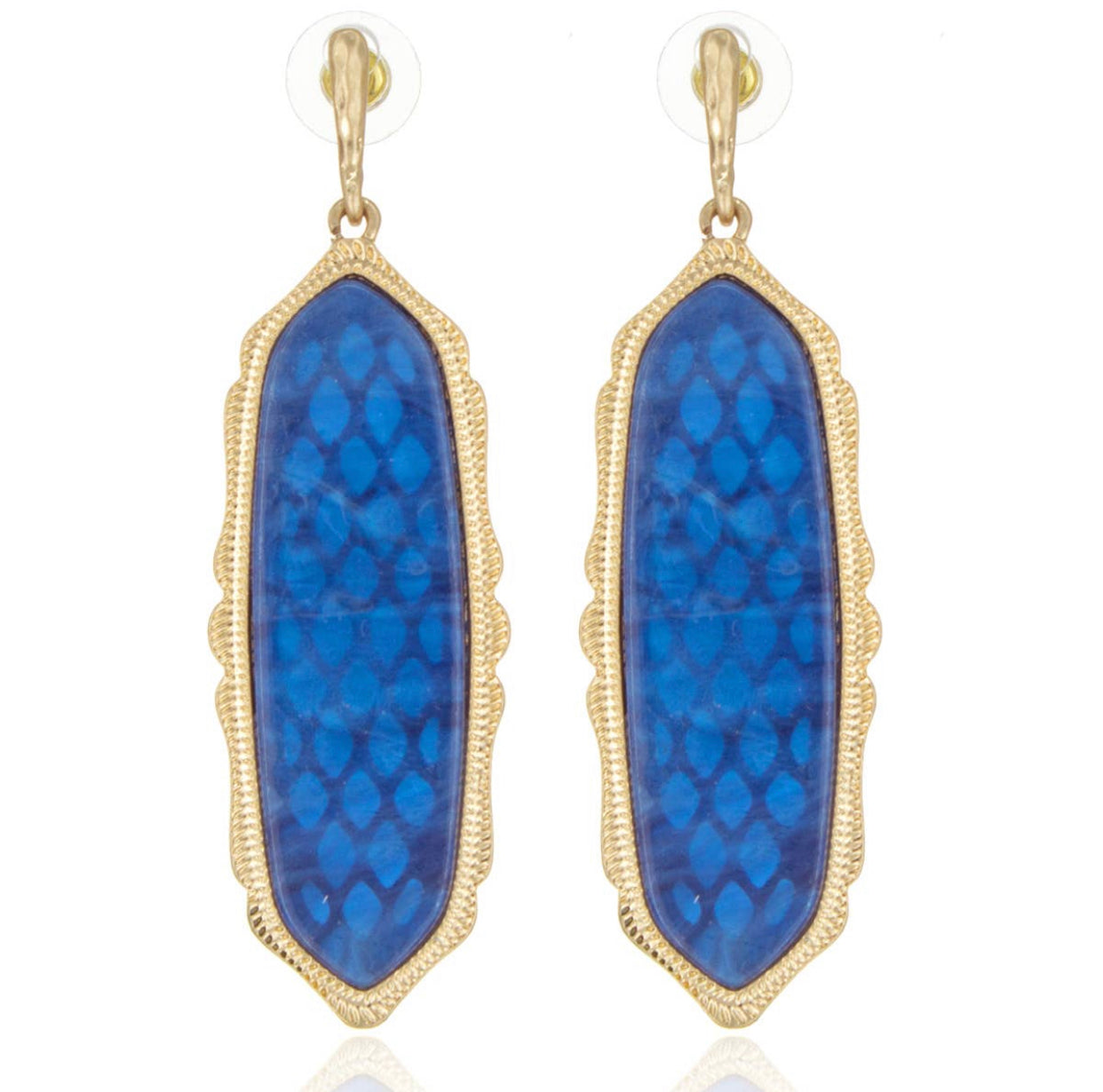 Royal Blue Oval Drop Earrings