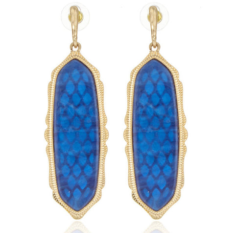 Royal Blue Oval Drop Earrings