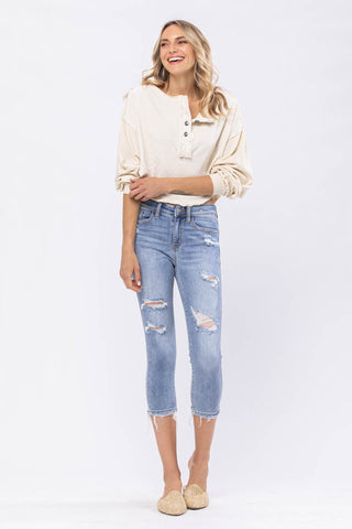 Judy Blue Mid-Rise Cropped Jeans
