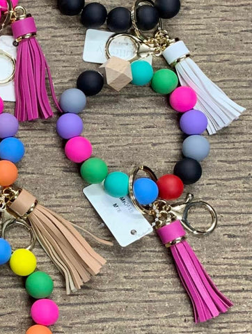 Beaded Silicone Keyring Multi-Color