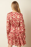 LeAnn Flower Print 3 Tier Mini Dress