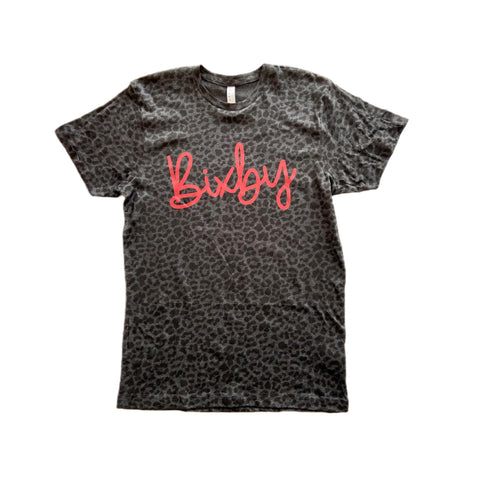 Red Bixby on Black Leopard Tee Shirt