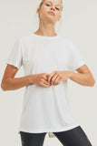 Athleisure Shirt with Vented Hi-Lo Back in Ivory